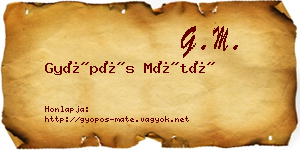 Gyöpös Máté névjegykártya